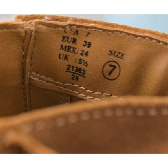 PREDICTIONS Lt Brown Suede Mid-Calf Fashion Western Cowboy Fringe Heel Boot 7 - Picture 7 of 9